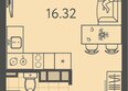 Клубный квартал «Друзья», лит 2: Планировка 1-комн 22,73 м²