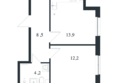 Новая Елизаветка, литер 4: Планировка 1-комн 38,8 м²