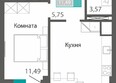 Клубный дом Маяковский: Планировка 1-комн 44,63 м²