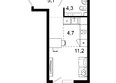 Лестория, дом 1: Планировка Студия 25,8 - 26,4 м²