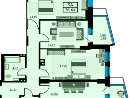 Продается 3-комнатная квартира ЖК Город у реки, литер 8, 77.4  м², 9288000 рублей