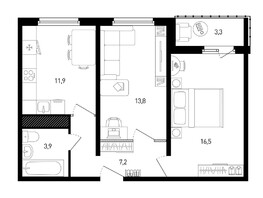 Продается 2-комнатная квартира ЖК 5 элемент Аске, лит 5-10 стр.1, сек.1,2,3, 55  м², 7367085 рублей