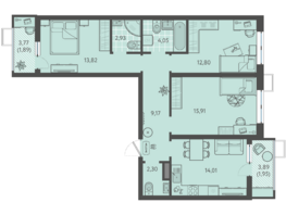 Продается 3-комнатная квартира ЖК Теплые края, литер 9, 78.83  м&sup2;, 8277150 рублей