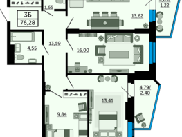 Продается 3-комнатная квартира ЖК Город у реки, литер 12, 75.61  м², 9073200 рублей