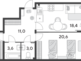Продается 2-комнатная квартира ЖК Парк Победы 2, литера 28, 75.6 м², 10296720 рублей