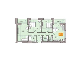 Продается 3-комнатная квартира ЖК 65, 90.9  м²