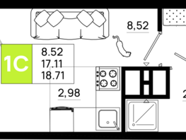 Продается Студия ЖК Октябрь Парк, 4.1, 18.71 м², 2825210 рублей