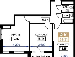 Продается 2-комнатная квартира ЖК Сердце, 69.31  м², 20793000 рублей