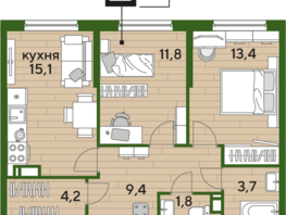 Продается 2-комнатная квартира ЖК DOGMA PARK (Догма парк), литера 3, 59.4 м², 8708040 рублей