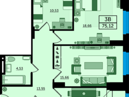 Продается 3-комнатная квартира ЖК Легенда Ростова, литер 10, 75.12  м², 10216320 рублей