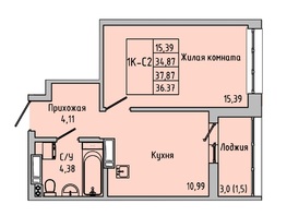 Продается 1-комнатная квартира ЖК Луна, 36.37  м², 4495113 рублей