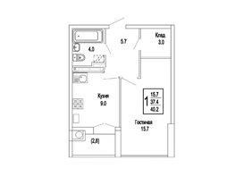 Продается 1-комнатная квартира ЖК Изумрудный город, 40.2  м²