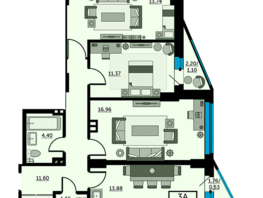 Продается 3-комнатная квартира ЖК Рубин, литер 2, 74.9  м², 11609500 рублей