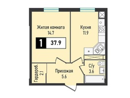 Продается 1-комнатная квартира ЖК Живописный, 37.9  м²