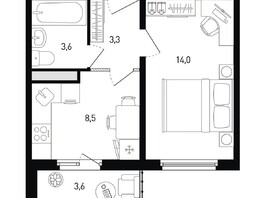 Продается 1-комнатная квартира ЖК 5 элемент Аске, лит 5-12 стр.2, сек.3,4,5,6, 31.2  м², 4754880 рублей