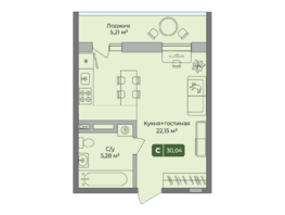 Продается Студия ЖК Цитрус, литер 1, 30.04 м², 6652097 рублей