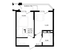 Продается 1-комнатная квартира ЖК ЮЖНО, 38.16  м&sup2;