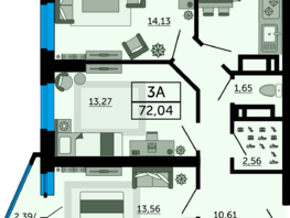 Продается 3-комнатная квартира ЖК Royal Towers (Роял Тауэрс), литер 4, 72.04  м², 10733960 рублей