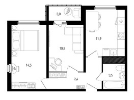 Продается 2-комнатная квартира ЖК 5 элемент Аске, лит 5-10 стр.1, сек.1,2,3, 49.6  м², 7192844 рублей