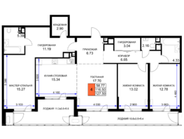 Продается 4-комнатная квартира ЖК Сегодня, литер 5, 127.5  м², 16957500 рублей