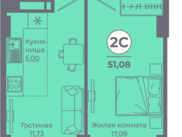 Продается 2-комнатная квартира ЖК Сокольники, литера 7, 51.06  м², 6229320 рублей