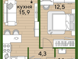 Продается 1-комнатная квартира ЖК DOGMA PARK (Догма парк), литера 16, 36.8 м², 6267924 рублей