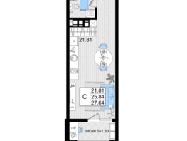 Продается Студия ЖК Резиденция морей, корпус Б, 27.67  м², 8467020 рублей