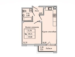 Продается 1-комнатная квартира ЖК Пальмира 2.0, секция 43, 39.49  м², 5631266 рублей