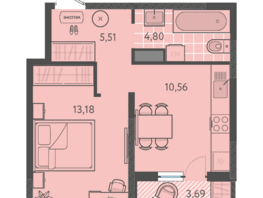 Продается 1-комнатная квартира ЖК Теплые края, литер 9, 35.9  м&sup2;, 4487500 рублей
