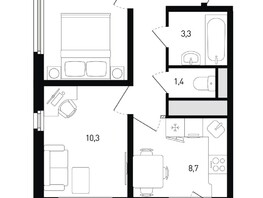 Продается 2-комнатная квартира ЖК 5 элемент Аске, лит 5-11 стр.2, сек.5,6, 43.3  м², 4763000 рублей