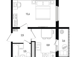 Продается 1-комнатная квартира ЖК Левенцовка Парк, лит 8-10 стр.2, сек.4,5, 33.2  м², 4379080 рублей