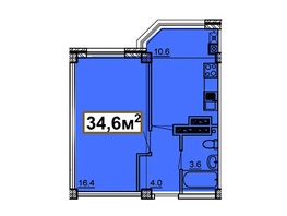 Продается 1-комнатная квартира ЖК Николаевский 2, корпус 1, 34.6  м²