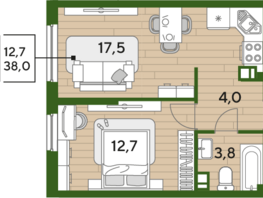 Продается 1-комнатная квартира ЖК DOGMA PARK (Догма парк), литера 21, 38 м², 5909000 рублей