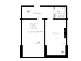 Продается 1-комнатная квартира ЖК Речной Бриз, 59.6  м&sup2;