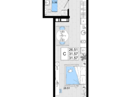 Продается Студия ЖК Резиденция морей, корпус В, 31.57  м², 9376290 рублей