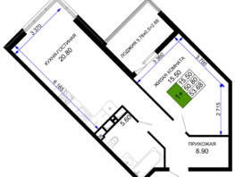 Продается 1-комнатная квартира ЖК Сегодня, литер 2, 53.68  м², 7139440 рублей