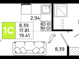 Продается Студия ЖК Октябрь Парк, 4.1, 19.41 м², 2930910 рублей