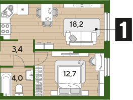 Продается 1-комнатная квартира ЖК DOGMA PARK (Догма парк), литера 22, 38.3 м², 5720182 рублей