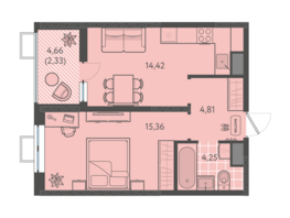 Продается 1-комнатная квартира ЖК Теплые края, литер 8, 41.17  м&sup2;, 4858060 рублей