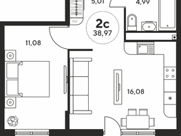 Продается 2-комнатная квартира ЖК Гринсайд, 5.1-5.5, 38.68  м², 6540000 рублей