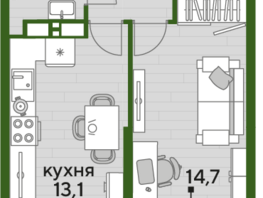 Продается 1-комнатная квартира ЖК DOGMA PARK (Догма парк), литера 18, 38.5 м², 6108487 рублей