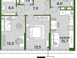 Продается 2-комнатная квартира ЖК DOGMA PARK (Догма парк), литера 17, 61 м², 8515600 рублей