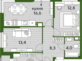 Продается 3-комнатная квартира ЖК DOGMA PARK (Догма парк), литера 16, 69.7 м², 9762461 рублей
