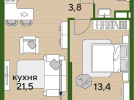 Продается 1-комнатная квартира ЖК DOGMA PARK (Догма парк), литера 17, 42.7 м², 6759410 рублей