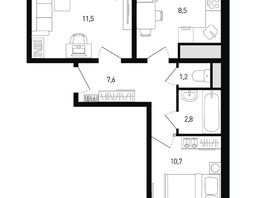 Продается 2-комнатная квартира ЖК 5 элемент Аске, лит 5-12 стр.2, сек.3,4,5,6, 43.5  м², 6111750 рублей