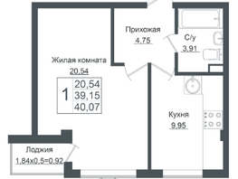 Продается 1-комнатная квартира ЖК Клубный квартал Европа, 5, литера 7, 39.76 м², 6059424 рублей