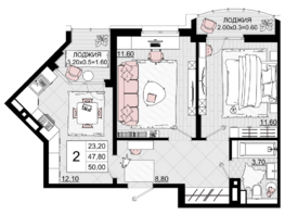 Продается 2-комнатная квартира ЖК Песчаный, литер 1, 50  м², 15250000 рублей