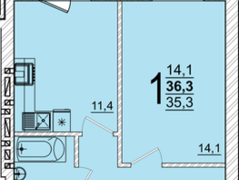 Продается 1-комнатная квартира ЖК Дарград, литера 38, 36.3  м&sup2;, 5197750 рублей