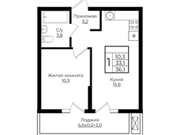 Продается 1-комнатная квартира ЖК Клубный квартал Европа 6, литера 7, 36.1  м², 7196896 рублей