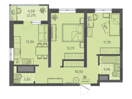 Продается 2-комнатная квартира ЖК Теплые края, литер 9, 56.93  м&sup2;, 6148440 рублей